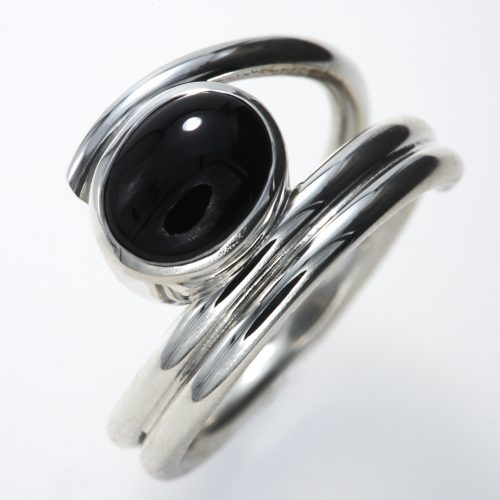 Silver ring with onyx