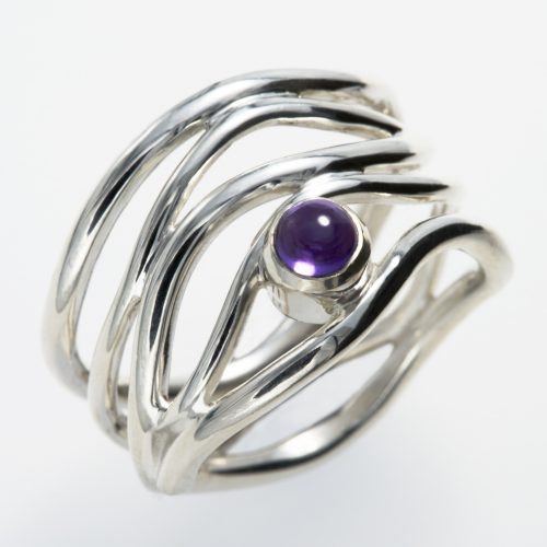 Silver ring "Wave" with amethyst