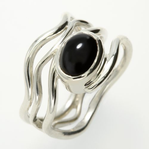 Silver ring with onyx