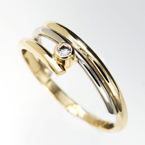 Gold and white gold ring with diamond