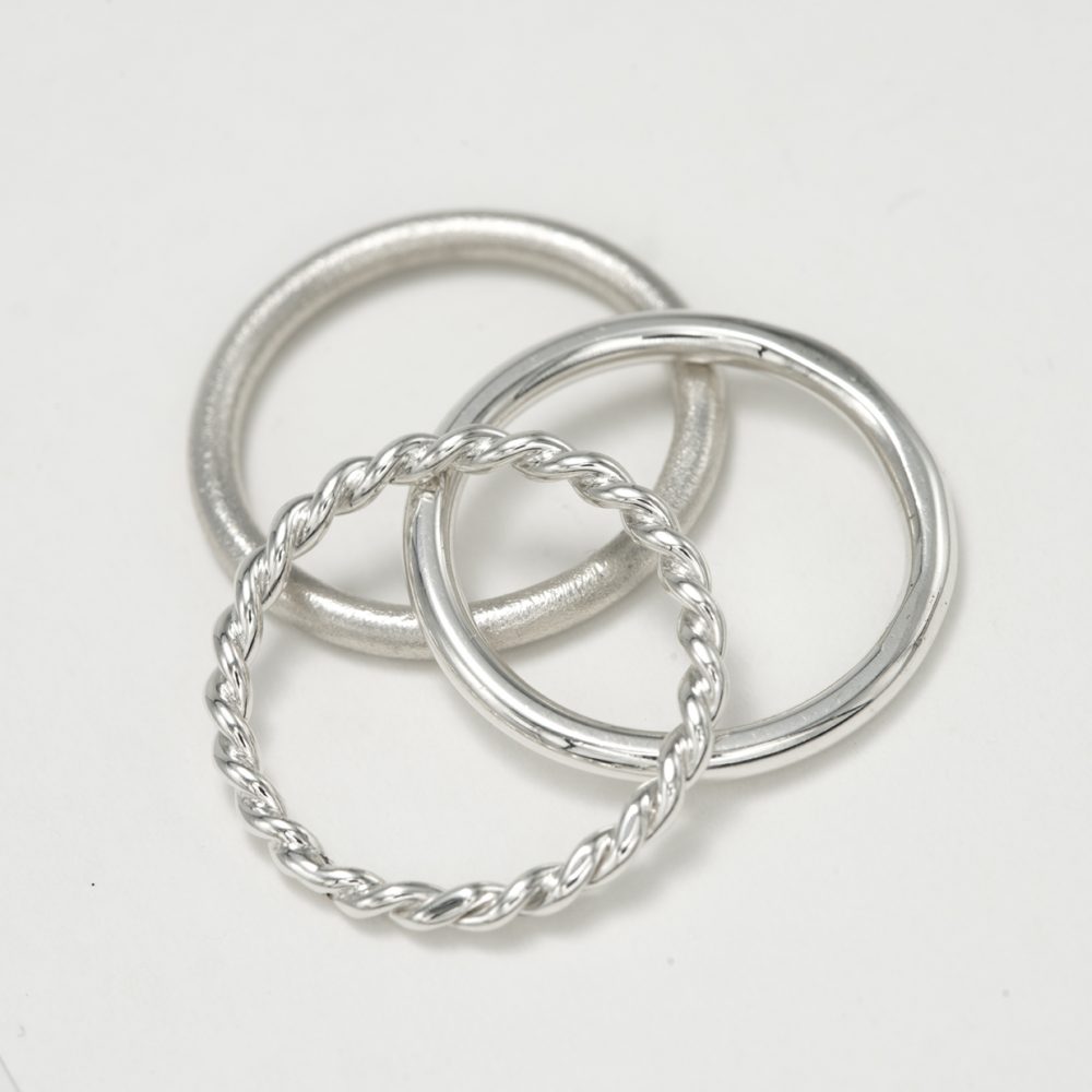 Three together silver rings
