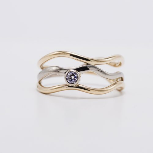 Gold and white gold ring with diamond