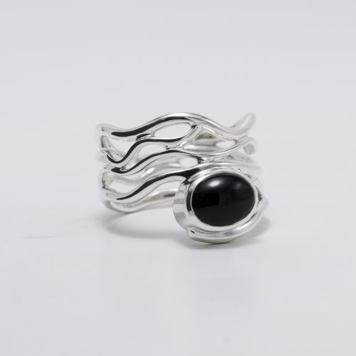 Silver ring with onyx