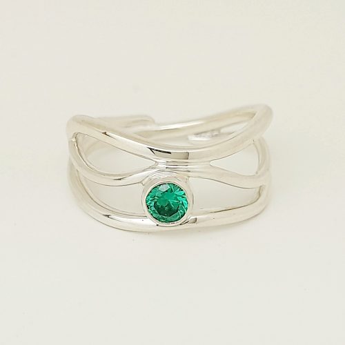 Silver ring "Wave IV" with cubic zirconium